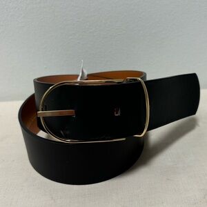 SUPER RARE MAISON BOINET BLACK LEATHER  BELT WITH GOLD BUCKLE NWT'S